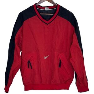 Vintage Nike 90s Nylon Windbreaker Pullover Red Black Men's Large Lightweight